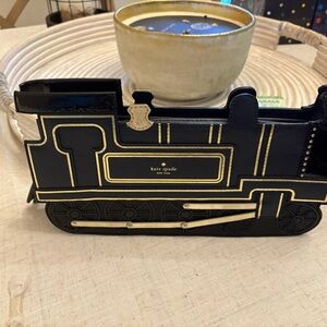 Kate Spade Black and Gold Train Clutch